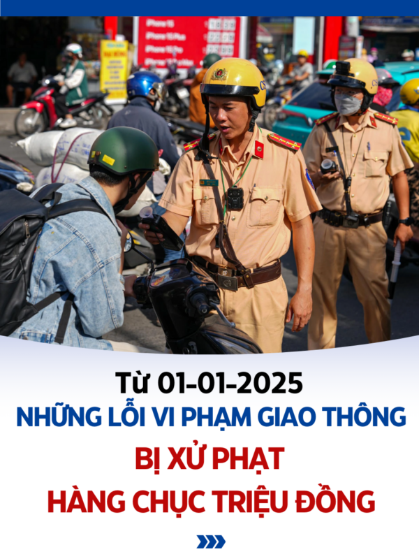 những lỗi vi phạm giao thông bị xử phạt hàng chục triệu đồng 2025